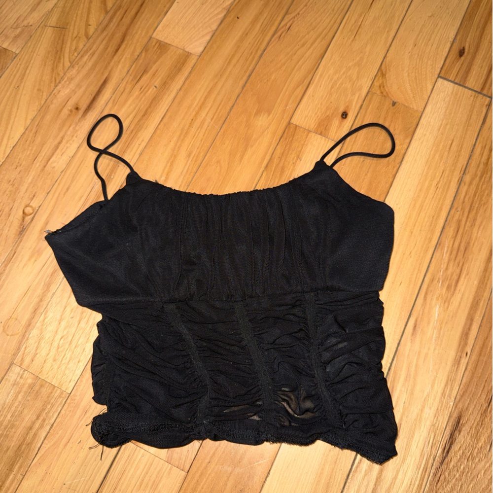 Princess Polly Black Ruched Cami Top